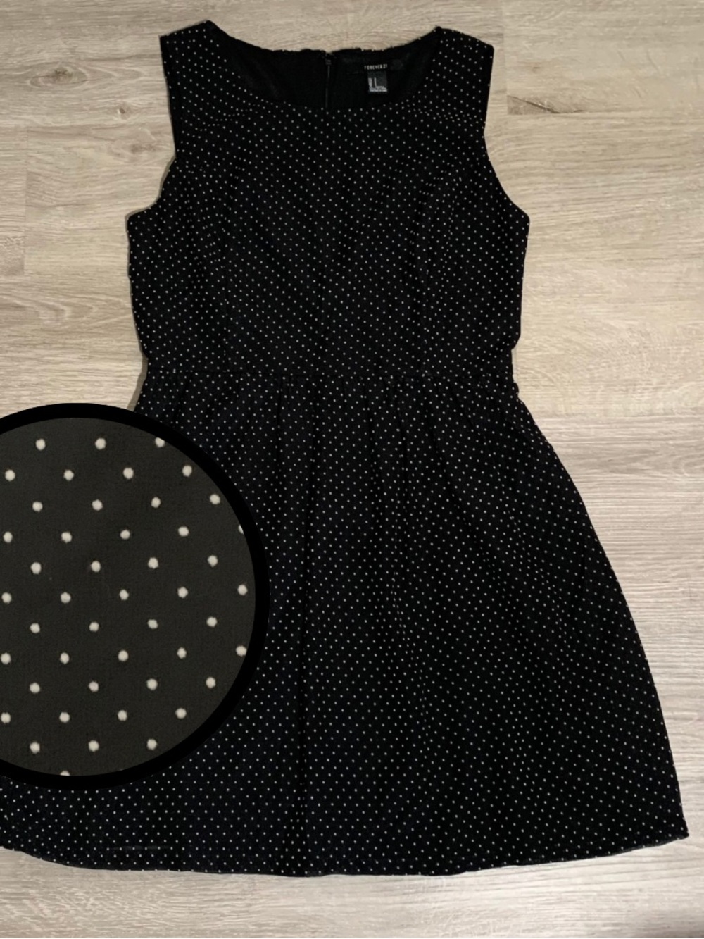 Forever 21 Black Dress with White Polka Dots - Sleeveless Mini